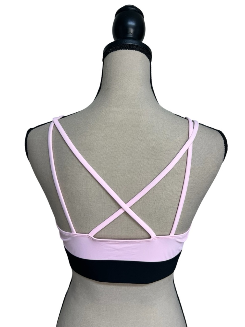 Victorias Secret Pink Ultimate Strappy Sports Bra Pink Black size L Activewear - Picture 3 of 8